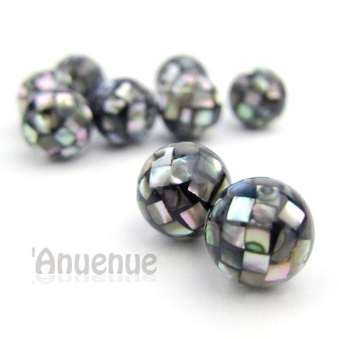 Mirror ball モザイクシェルビーズ 10mm【Black】  1個