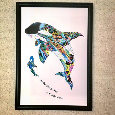 シャチ Killer whale ver.4   アートイラスト　ポスター　B4/A4/A3