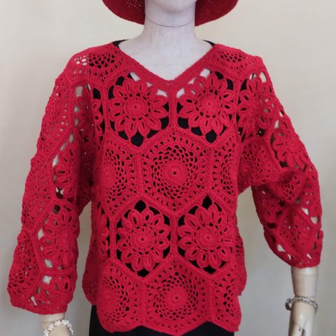 モチーフ編みかぎ針編みセーター