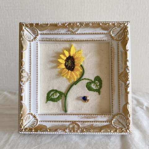 フレーム付き刺繍完成品㉞❁向日葵❁