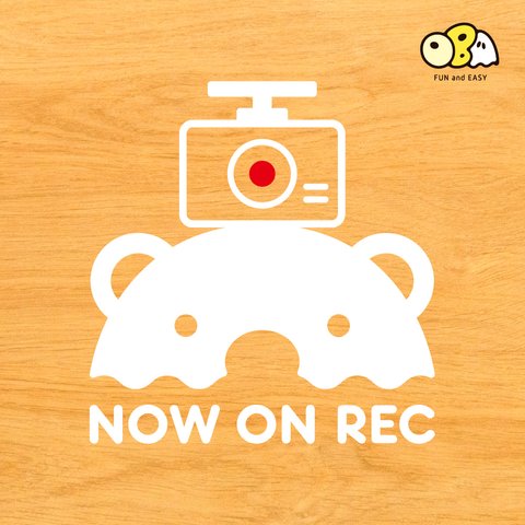 ドライブレコーダー／しろくま ドラレコ【NOW ON REC】カッテイングステッカー