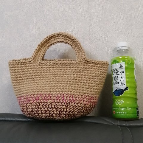 麻ひもバッグ　かごバッグ　ハンドメイド