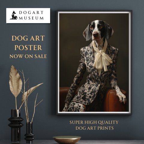 【ファッションショー - イングリッシュポインター犬 No.1】A2アートポスター 犬の絵 犬の絵画 犬のイラスト