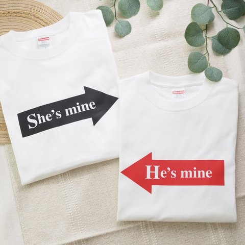 Wedding用カップルTシャツ【She's mine & He's mine】