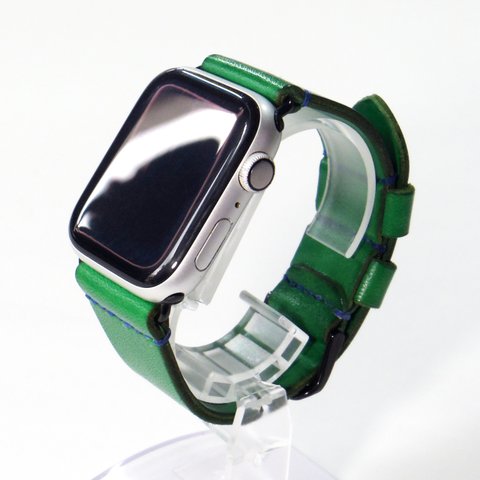 Apple Watch 腕時計ベルト 腕時計バンド 牛革レザー 全ケースサイズ制作 グリーン 緑色