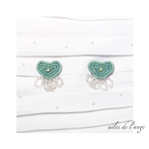 no.828 - heart beads shower《gr》earring