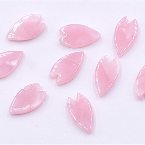 A2043 60個 アクリルパーツ プレート 桜の花びら 穴なし 6×11mm ピンク 3X【20ヶ】