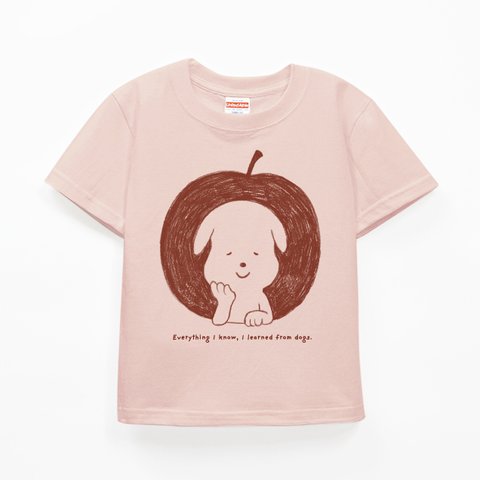 KIDS キッズ Tシャツ（りんごとワンちゃん/アプリコット）