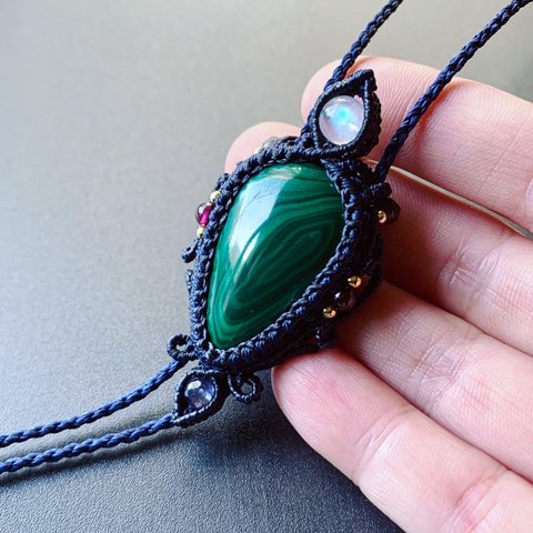 malachite / bolotie necklace #マクラメネックレス#
