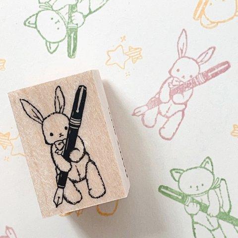 らくがき　うさぎのぬいぐるみ　スタンプ　【30㎜×20㎜】