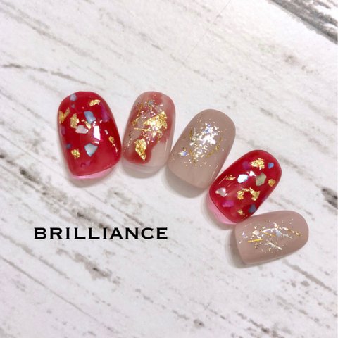 外れにくいネイルチップ redニュアンスネイル 