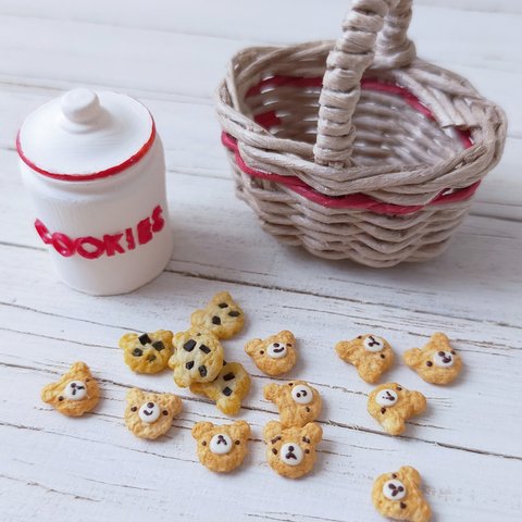 ミニチュア　赤いラインバスケット🧺とクッキージャー🍪(大)