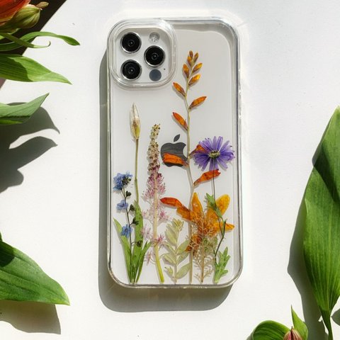 本物の押し花 押しフルーツ  ハンドメイド スマホケース iPhoneケース　Galaxyケース