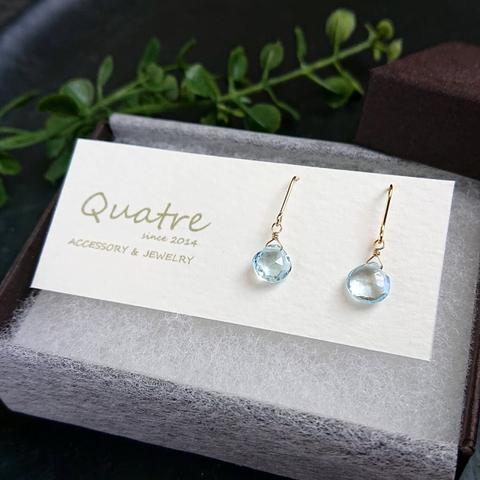 スカイブルートパーズ【Topaz】 ひと粒ピアス