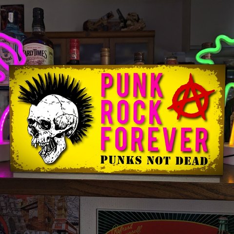 【Lサイズ】パンク パンクロック Punks Not Dead 自宅 店舗 ライブハウス 音楽 イベント テーブル カウンター サイン ランプ 看板 置物 雑貨 ライトBOX 電飾看板 電光看板