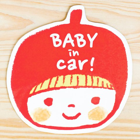 BABY IN CAR マグネットステッカー(赤）