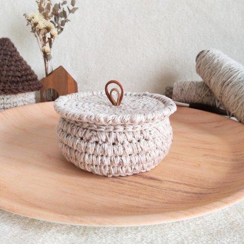 ◈フタ付き小物入れ～エコデニム◈かぎ針編み