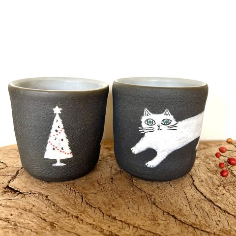 猫　フリーカップ　クリスマス　コーヒーカップ　湯呑み