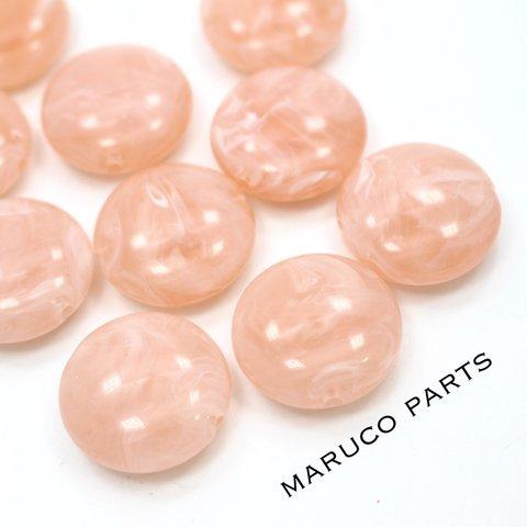 【マーブル天然石調＊フラットラウンド＊10個＊両穴】【15#コーラルピンク】ヴィンテージ風◎beads-079-c15-m