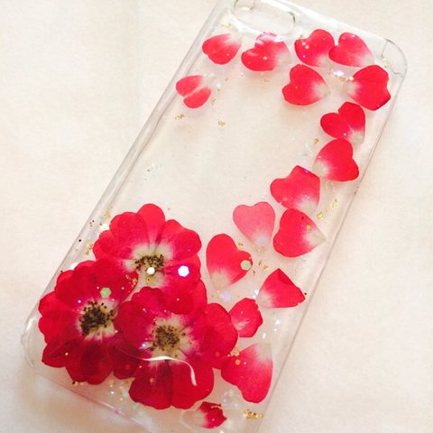 紅い薔薇フレームの押し花スマホカバー☆Xperia galaxy AQUOS等他機種専用ページ