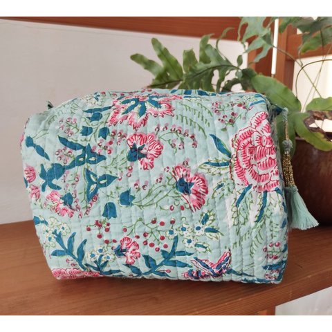 Indian Block Print Cosmetic bag　M