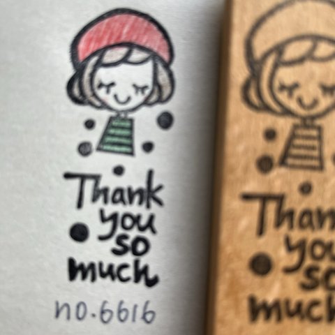 スタンプNo. 6616 thank you so much ベレー帽の女の子