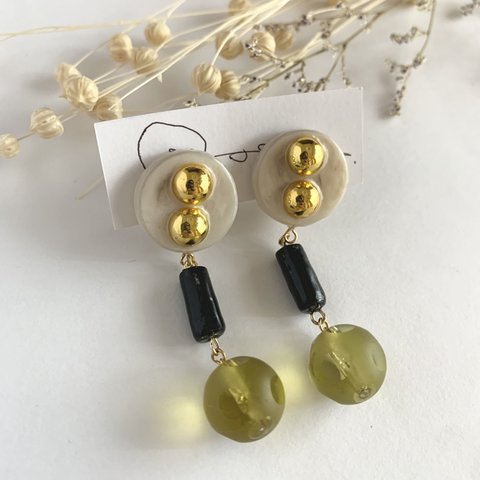 gold x black x olive earrings