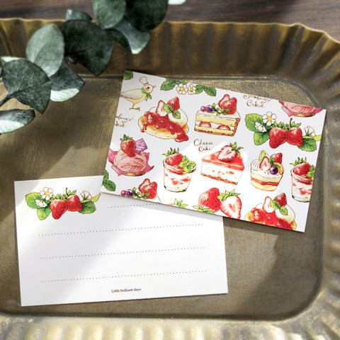 Message Card "StrawberryCakes"《8sheets》｜いちごスイーツのメッセージカード バレンタイン