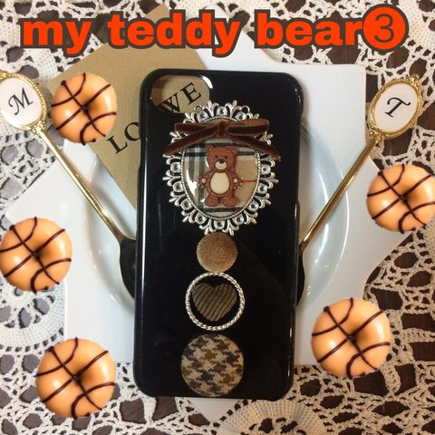 【再販】my teddy bear③iphoneケース❤️  くま テディベア ニット 千鳥柄 リボン ベロア iphoneケース スマホケース  チェック 