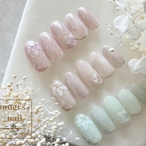 ネイルチップ No.129 フラワーネイル nail ジェルネイル