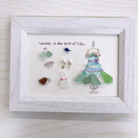 シーグラスアート　ドレスとアクセサリー💍👗