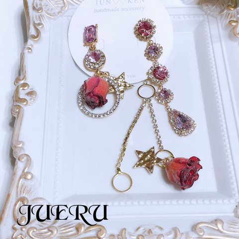 purpleビジューのたっぷりRoseピアス♡