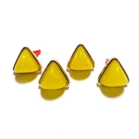 「#3830」 ゴールド 枠 三角形 ストーン ピアス 金具 ✴︎ 2個セット