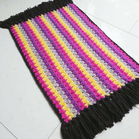 カラフル フリンジ マット 編み 手編み 編み物