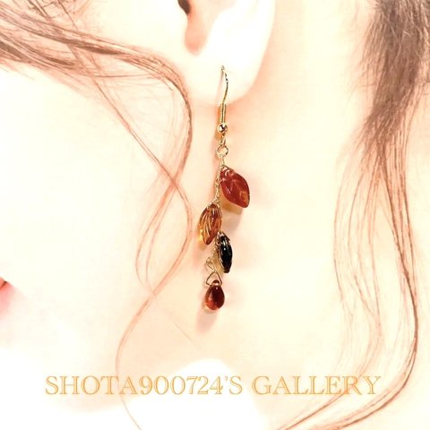 ❣️Thanks100❣️［再販5］🍂木枯らしのセレナーデ🍂　ピアス／樹脂ピアス　　ノンホールピアス／イヤリング　　ギフト　ラッピング　秋　冬　プレゼント