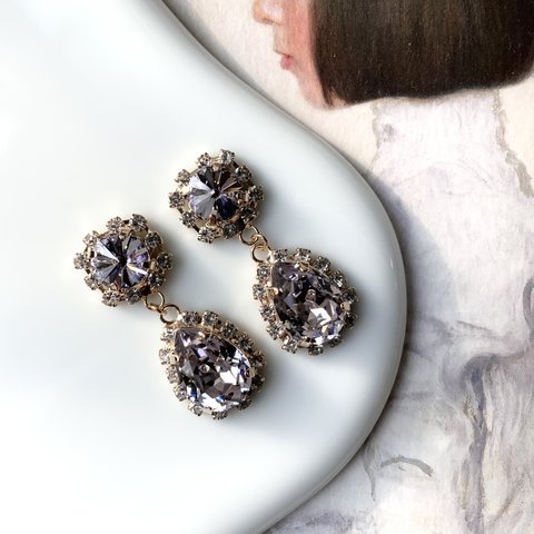 crystal smoky mauve pierce/ earring