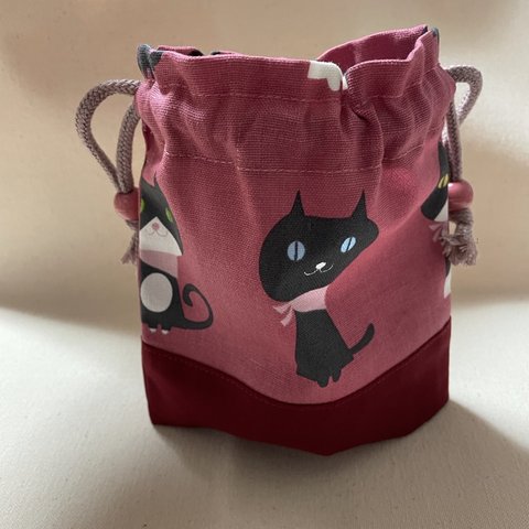 ❁✿✾  送料無料✾✿❁︎ コップ袋 給食袋 巾着 プティデポーム ねこ 猫 入園入学 新学期 プレゼント