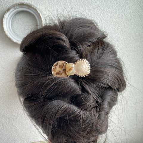 Charming bows レオパード　ヘアクリップ