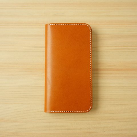 牛革 iPhone12 mini カバー  ヌメ革  レザーケース  手帳型  キャメルカラー 