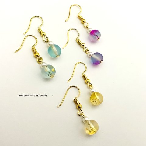 beads pierced earrings　選べるカラー　ビーズ　シンプル　エレガント　上品　透明感　