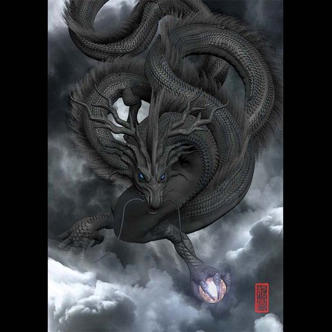 龍の絵「黒龍１」　A4