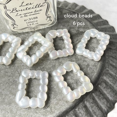 【SALE・minne限定】6pcs★beads（１hole）・cloud rectangle（¥350→¥300）