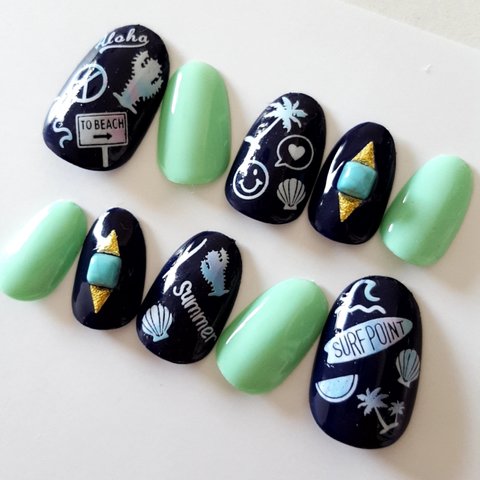 SURF NAIL Azure×PastelGreen