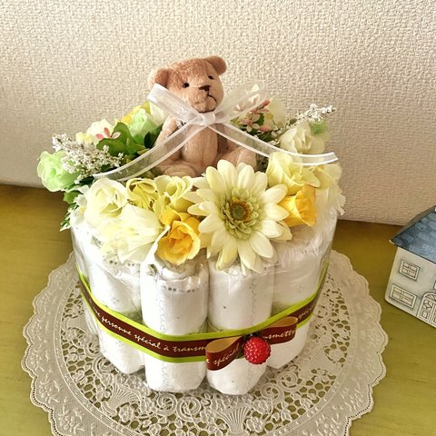 おむつケーキ　1段　男女兼用　出産祝い、誕生祝に 