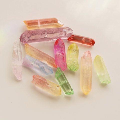 12個 限定② MIX 天然石 水晶 クリスタル 氷柱 グラデーション 染め バイカラー 単色 福袋 大量