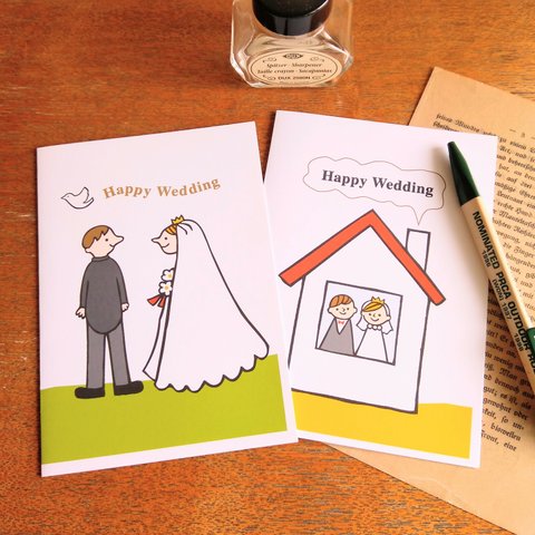 ウェディングカード/トリ・お家　＜結婚お祝いカード＞