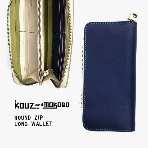 ▲ROUND メンズライクなクール＆ポップ「ラウンドジップ 長財布」スマホもOK（RZW-NOWN-OOW-T)Ⅳ