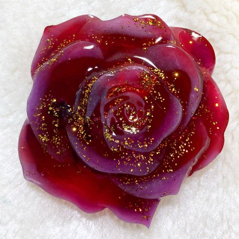 花型ヘアゴム 248 赤紫　バラ