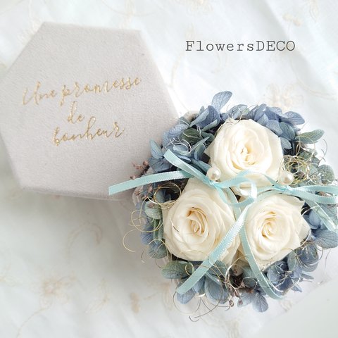 miniバラ&紫陽花　Pale Blue【Flower Box】◇ゼクシィ掲載◇