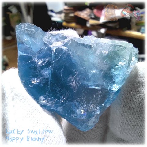 ◆ 秘蔵品 宝石質 特殊希少カラー ブルーフローライト 欠片 結晶 蛍石 原石 No.4896